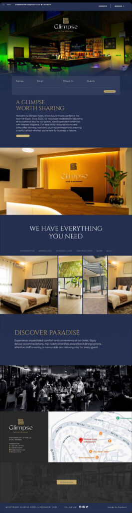 glimpse hotel website main page