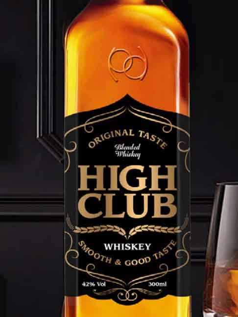 high club blended whiskey bottle image