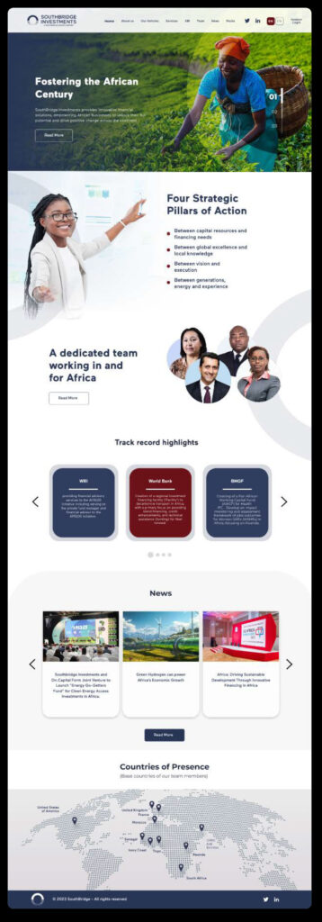 southbridge investment website landing page