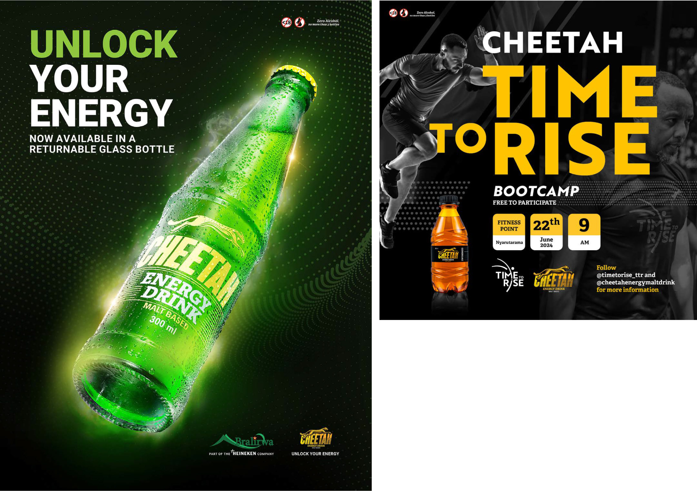 twin images of a cheetah bottle and the cheetah bootcamp communication